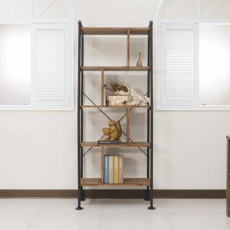 Industrial Pipes Left And Right Support 5-Layer Bookshelf